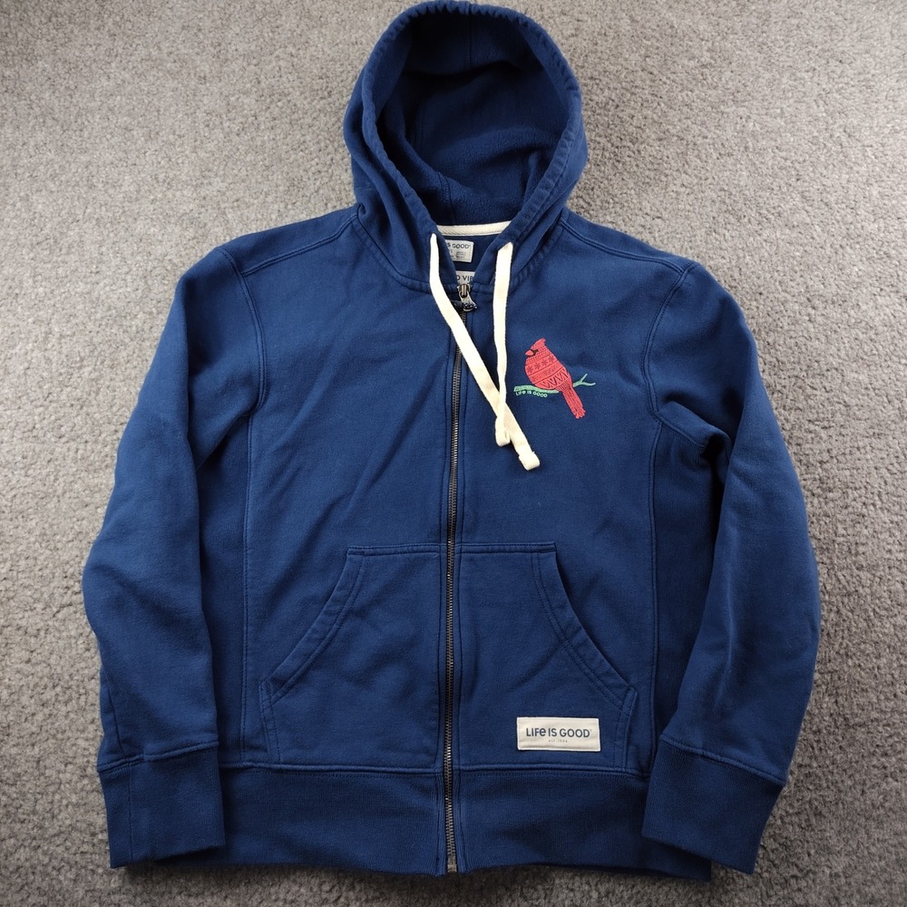 Life is Good Hoodie Womens XS Blue Cardinal Full Zip EUC